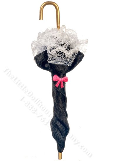 (image for) Miniature Black Victorian Umbrella for Dollhouses