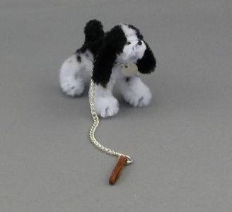 (image for) Miniature Black and White Dog on Leash by Sue Wilkes