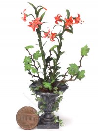 Miniature Lily Arrangement in Grey Plant Urn [BSM 31033] | The Little