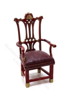 (image for) Dining Chair Mahogany with Red Leather Cushion Seat