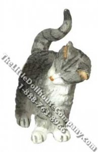 (image for) Dollhouse Scale Model Gray Cat Rubbing Left Side
