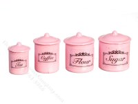 (image for) Miniature Set/4 Pink Canisters For Dollhouses