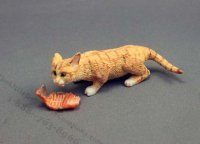 (image for) Dollhouse Scale Model Cat Catching Fish