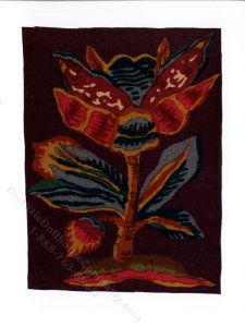 (image for) Miniature Brown Flower Rug/Tapestry for Dollhouses