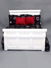 (image for) Miniature Black and Red Nautical Bed for Dollhouses