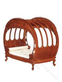 (image for) Miniature Light Walnut Chinese Chippendale Double Bed