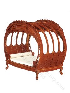 (image for) Miniature Light Walnut Chinese Chippendale Double Bed