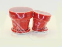 (image for) Miniature red Ceramic Flower Pot Set By Barb for Dollhouses