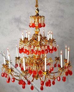 (image for) Dollhouse Miniature Venetian Red Crystal Chandelier