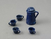(image for) Dollhouse Scale Model Blue Enamelware Coffee Set
