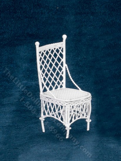 (image for) Miniature Straight White Wire Chair for Dollhouses
