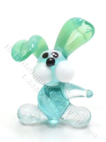 (image for) Miniature Blown Glass Rabbit Figurine for Dollhouses