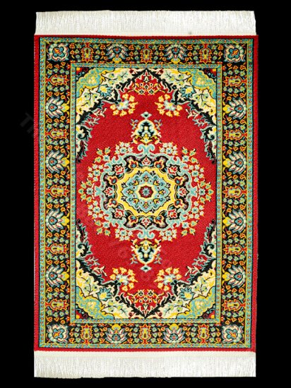(image for) Dollhouse Scale Model Turkish Carpet - Red, Green, and Blue