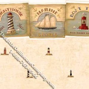 (image for) Seaside Signs Pattern Miniature Wallpaper for Dollhouses
