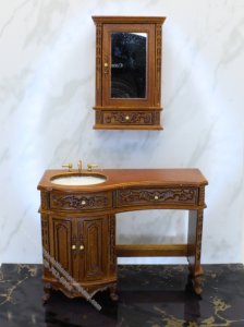 (image for) Miniature 2pc Avalon Walnut Bathroom Set for Dollhouses