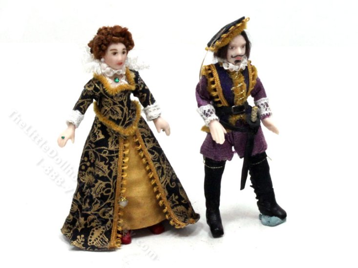 (image for) 1:24 Scale Miniature Tudor King and Queen for Dollhouses