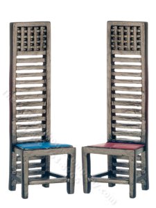(image for) Miniature Pair of Tall-Back Chairs for Dollhouses