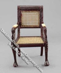 (image for) Miniature Mahogany Finish Caned Swan Armchair for Dollhouses