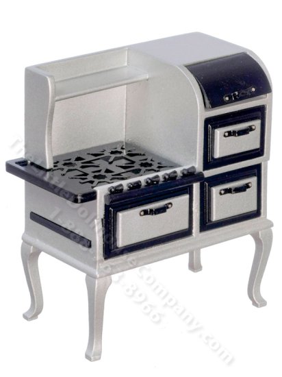 (image for) Miniature 1920's Pennsylvania Dutch Stove Silver for Dollhouses