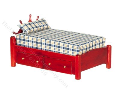 (image for) Miniature Captain's Bed for Dollhouses, Mahogany