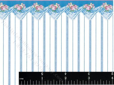 (image for) Dollhouse Scale Model Wallpaper - Blue Stripe w/ Border