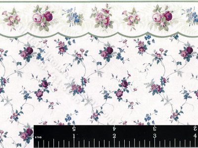 (image for) Mauve and Grey Floral Pattern Wallpaper for Dollhouses