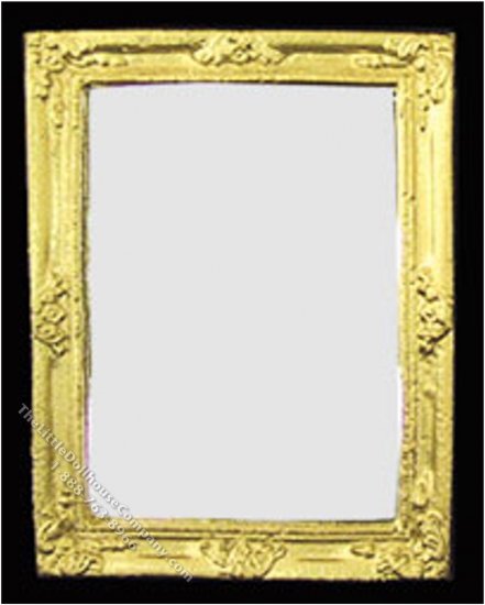 (image for) Miniature Gold Coloured Rectangular Frame Mirror for Dollhouses