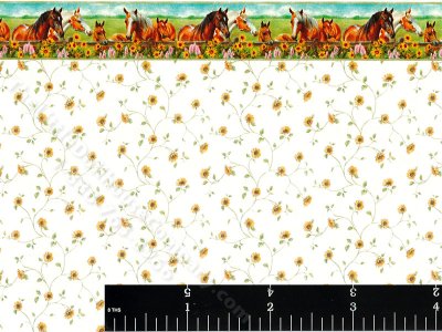 (image for) Sunflower Pattern Miniature Dollhouse Wallpaper w/ Horse Border