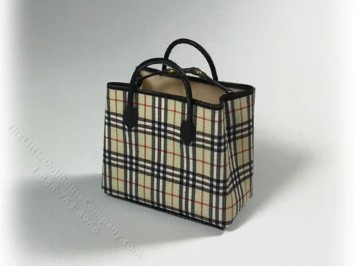 (image for) Miniature Burberry Bag w/Metal Feet for Dollhouses