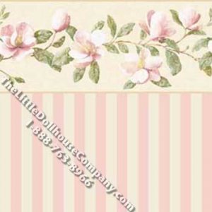 (image for) Magnolia Pink Stripe Pattern Miniature Wallpaper for Dollhouses