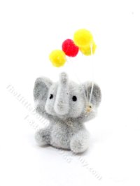 (image for) Miniature Flocked Elephant with Balloons for Dollhouses