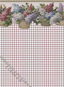 (image for) Grapes & Purple Check Pattern Miniature Wallpaper for Dollhouses