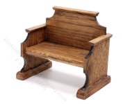 (image for) Miniature 3.5" Oak Pew for Dollhouses