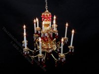(image for) Dollhouse Miniature Venetian Red Crystal Chandelier