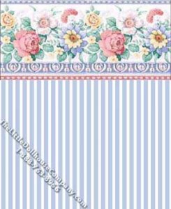 (image for) Dollhouse Scale Model Wallpaper Rose & Blue Stripe Pattern