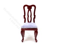 (image for) Vintage Miniature Velvet Side Chair for Dollhouses, Mahogany