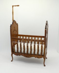 (image for) Miniature Walnut Crib for Dollhouses