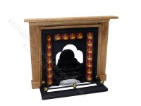 (image for) Miniature Coalbrookdale Tiled Fireplace and Fender Set for Dollhouses - Red