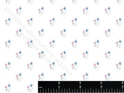 (image for) Pink and Blue Flowers Miniature Wallpaper for Dollhouses