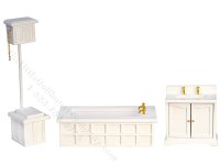 (image for) Miniature 3pc Victorian White Bathroom Set for Dollhouses