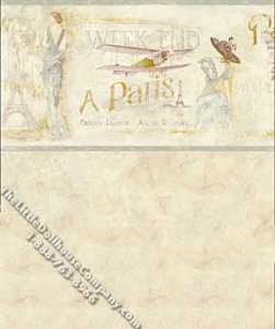 (image for) Dollhouse Scale Model Wallpaper Paris Weekend Linen Pattern