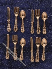 (image for) Miniature 12 Piece Copper St Moritz Flatrware Set for Dollhouses