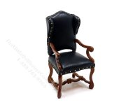 (image for) Miniature Black Spanish Armchair for Dollhouses