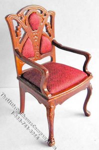 (image for) Miniature Walnut Art Deco Chair for Dollhouses