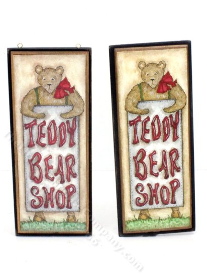 (image for) Miniature "Teddy Shop" Sign Set for Dollhouses