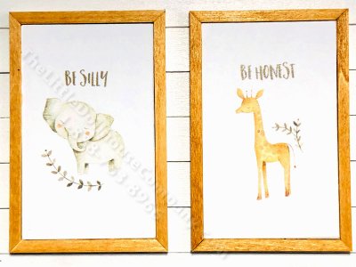 (image for) Miniature Pair of Elephant & Giraffe, Be Silly Be Honest Prints