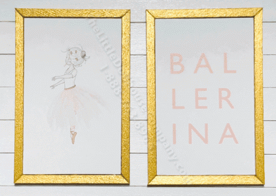 (image for) Miniature Pair Rectangular Framed Ballerina Prints on Wood