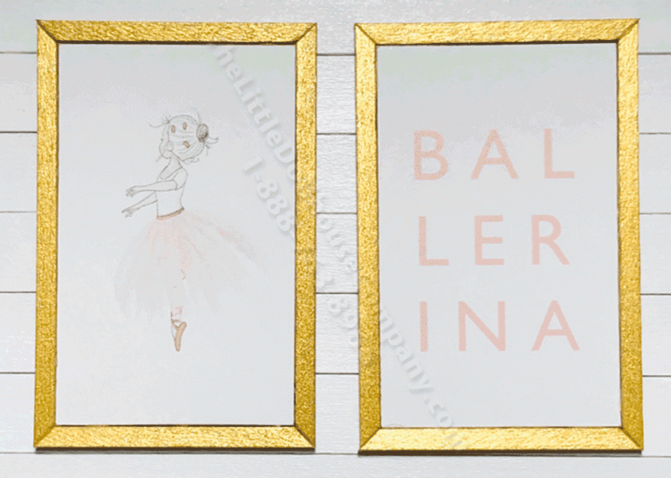 (image for) Miniature Pair Rectangular Framed Ballerina Prints on Wood
