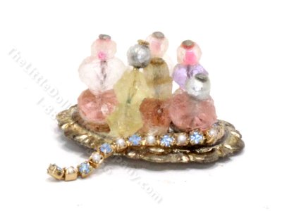 (image for) Miniature Pink Perfume Tray with Necklace for Dollhouses