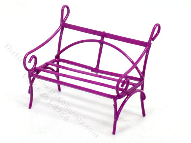 (image for) Miniature 1:24 Scale Pink Bench for Dollhouses